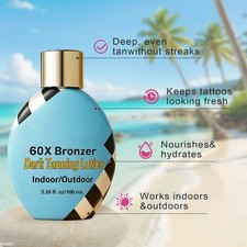 60X 100ml Bronzer Dark Tanning Lotion Nat&uuml;rlicher Langlebiger Selbstbr&auml;uner