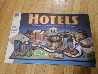 Vintage 1987 HOTELS Board Game Milton Bradley Real Estate Game - 99% Complete