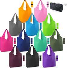 12 Pack Bulk Reusable Grocery Bags Multicolor Durable Machine Washable Grocery B