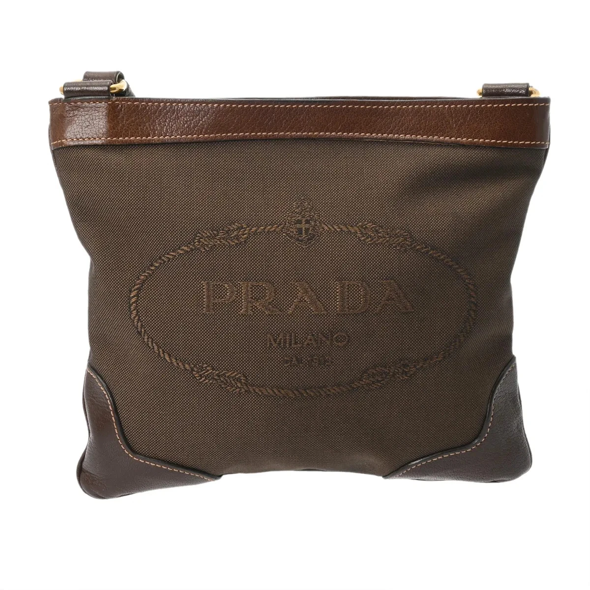 Prada — Prada BT0537 Shoulder Bag Canvas / Leather Brown #WB3307