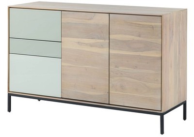 Kommode Akazie 134x45x85 grau-weiß geölt CHICAGO #07