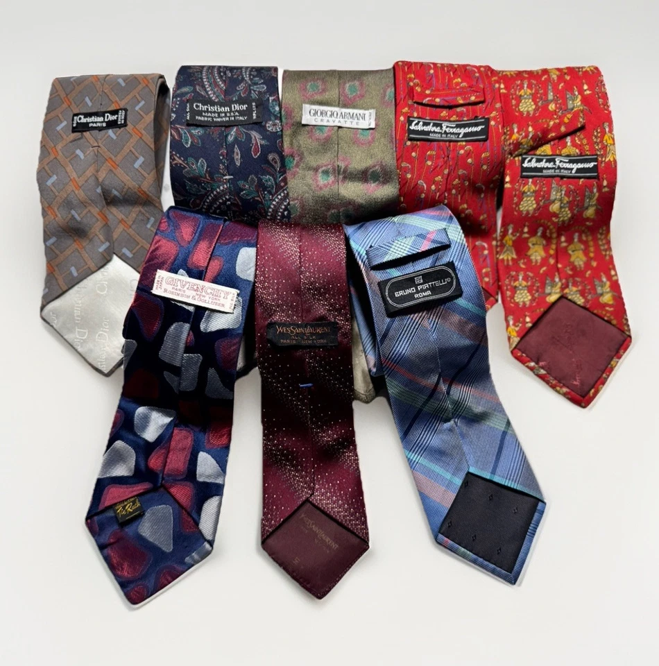 Lote de 8 corbatas de colección Yves Saint Laurent, Christian Dior, Salvatore Ferragamo y más Foto 2 de 4