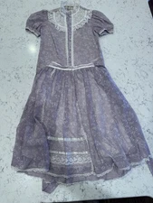 Vtg GUNNE SAX Jessica Girls Sz 10? Matching blouse & skirt Prairie lace shirt BH