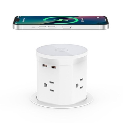 Pop up Outlet for Countertop with 15W Wireless Charger,3.35 ''(85mm) Desk Hole P