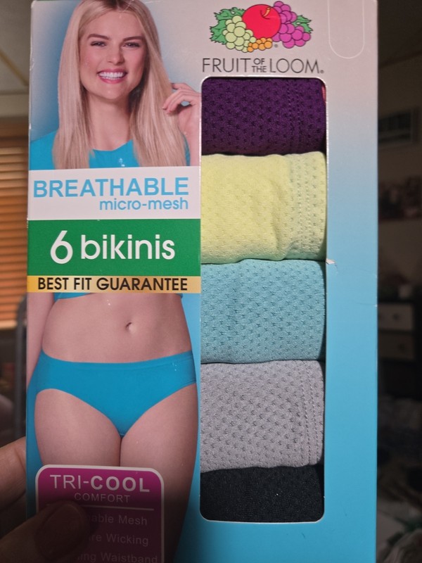 NEW 5 FRUIT OF THE LOOM  BIKINI UNDERWEAR PANTIES WOMENS 9/2xl BREATHABLE MESH