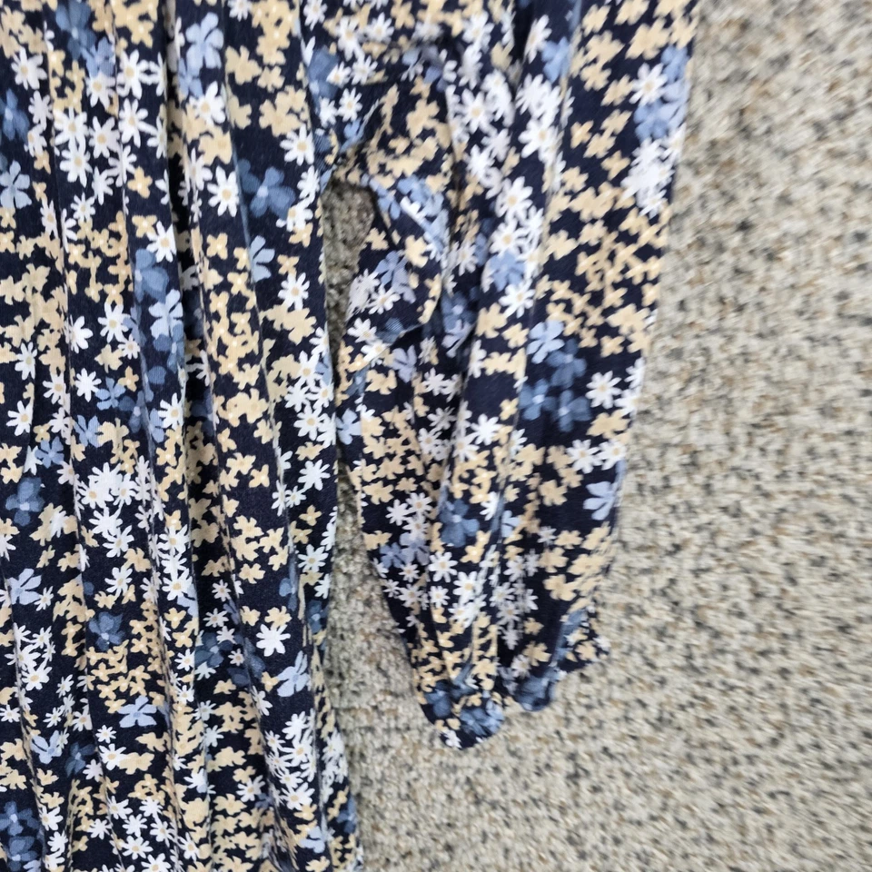 Michael Kors Top Womens Large Blue Floral Print Peasant Blouse 3/4 Sleeve Casual - Image 2 of 4