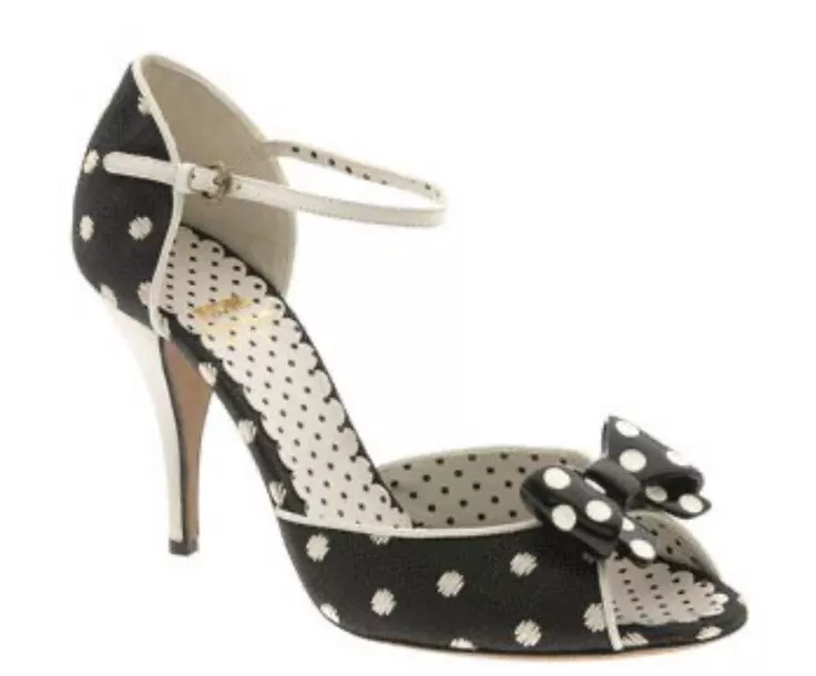 Moschino Cheap and Chic Heels Bow Heel Black White Polka Dots Womens 6