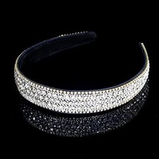 Rhinestone Headband Women Girls Fashion Headband Bling Sparkly Crystal Silver