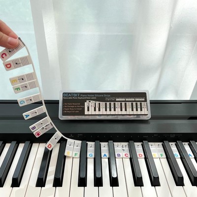Piano Notes Guide for Beginner, Removable Keyboard Note Rainbow Colors 