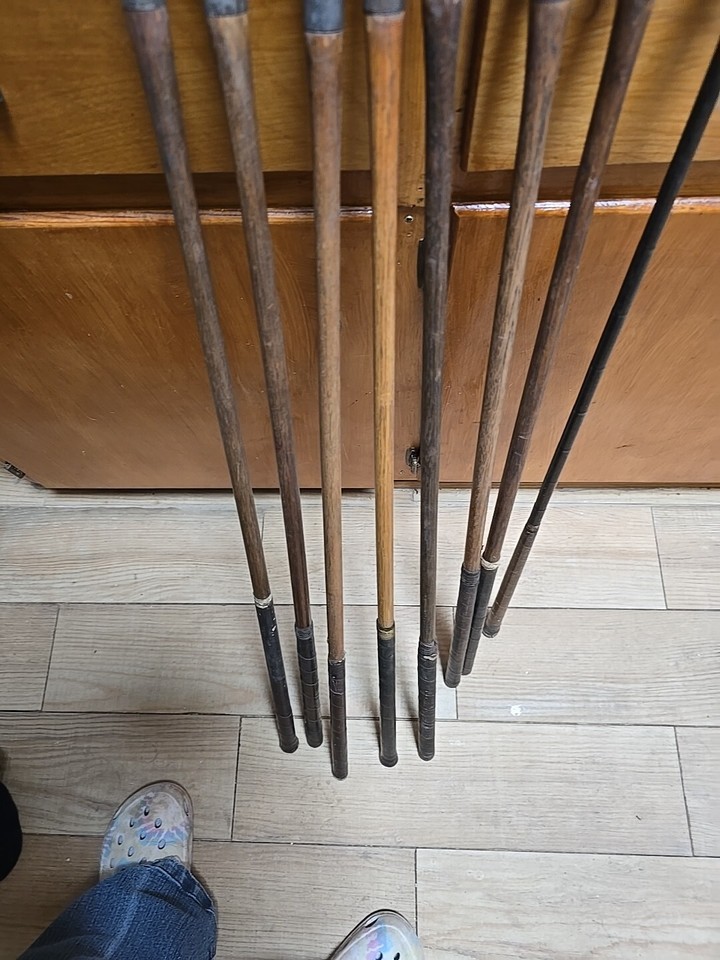 vintage golf clubs hickory Shafts Hand Leather Grips eBay
