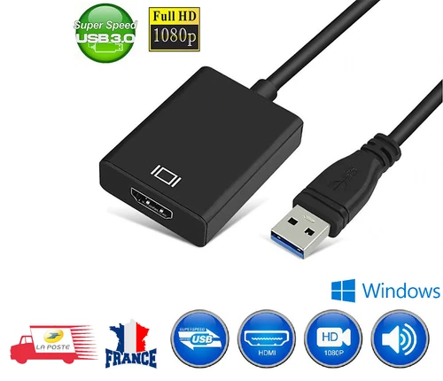 Vidéo Adaptateur USB Type A vers HDMI 1080P Câble Convertisseur pour PC Notebook