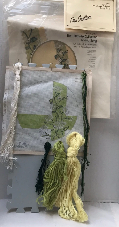 Caro Creations Vintage Hand Painted Needlepoint Canvas Yarn And Instructions - Image 4 of 4