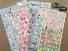 Cute Nekoni Scrapbooking Decorative Mix of 6 Stickers Sheet Set Bundle