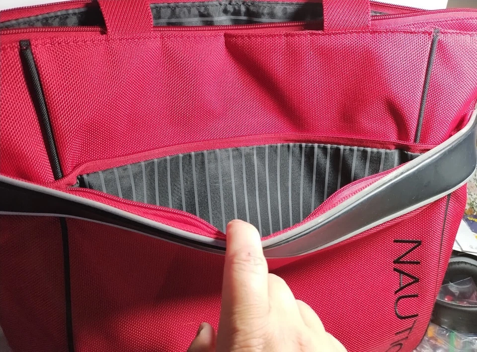 NAUTICA CATAMARAN красный большой сумка с короткими ручками подлинный, холст молнии 3 отделения - Изображение 3 из 4