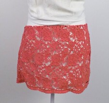 Abercrombie  Fitch Womens Pink Layered Crochet Lace Mini Skirt Size 8 Waist 29
