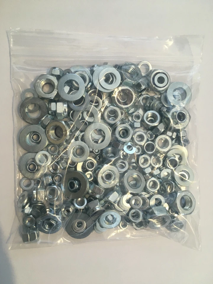 H&H 300g 'MIXED IN THE PACK' ASSORTED ZINC BZP FULL NUTS NYLOC NUTS WASHERS CHEAP !!