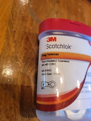 3M Scotchlok Ring Terminals, 4/0 AWG. 1/2” Stud Size. Part# MC4/0-12RX. - Image 2 of 2
