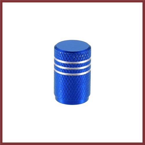5pcs Blue Car Round Tire Valve Stem Cap with Rubber Seal, Aluminum Alloy Wheel - Picture 2 of 6