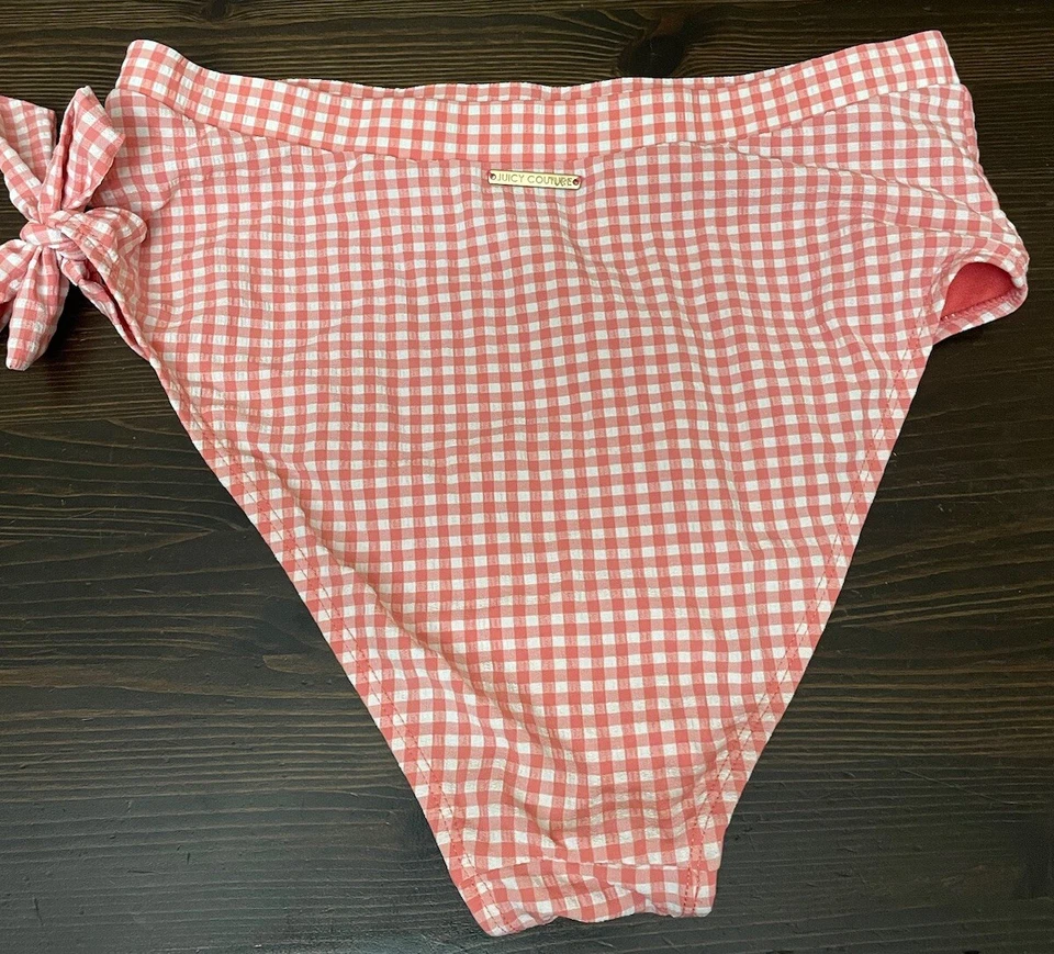 Juego de bikini Juicy Couture coral blanco guinga a cuadros XL y L Foto 3 de 4