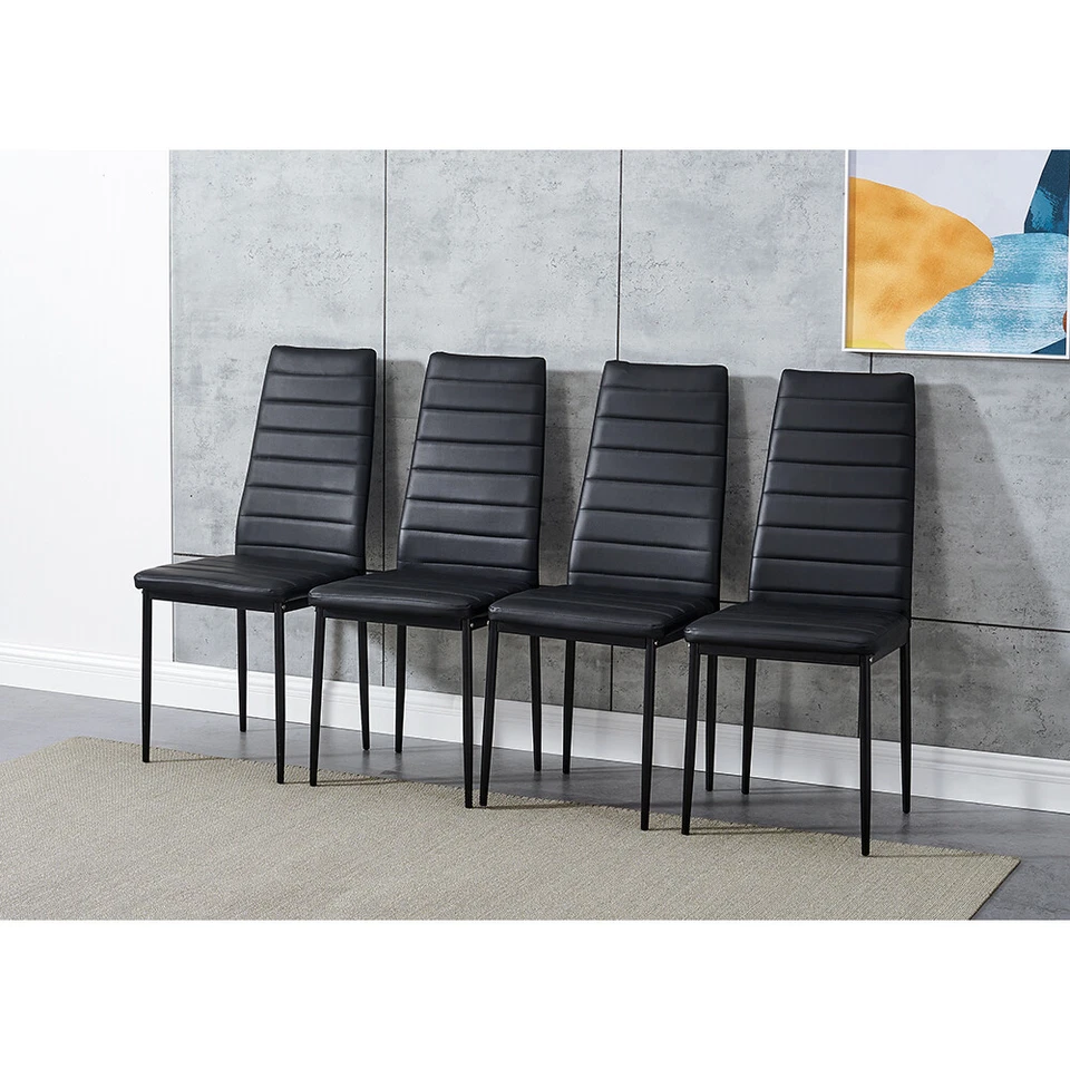 Black/Grey/White Dining Table and 4 / 6 Padded Chairs Home Kitchen Furniture Set - Image 2 of 4