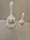 Pair Of Fenton Opalescent Hand-painted Tulip Bells Signed Original Stickers