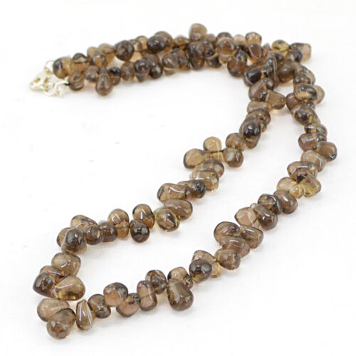 RARE COLLIER PERLES EN FORME DE GOUTTE DE QUARTZ FUMÉ NATUREL 231,50 CTS - Photo 1 sur 2