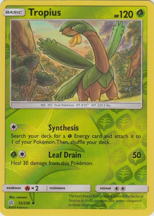 Reverse Holo Tropius 12/236 SM - Cosmic Eclipse Uncommon Pokemon TCG