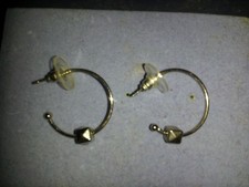 Fashion Women Earring pierced earrings hoop with sliding cube silver tone