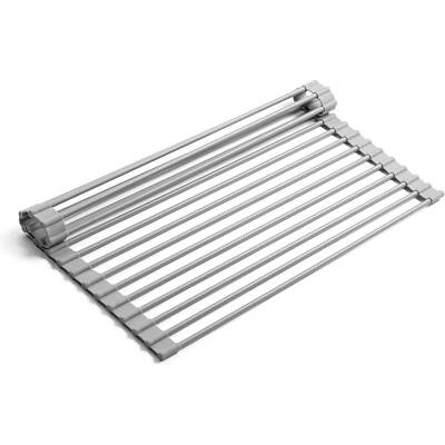 AEXLarge Geschirr Trocknen Matte Faltbar Edelstahl Küche Spüle Geschirr Roll Up Rack