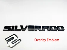 Overlay Emblem For Silverado 07-19 Door Tailgate Badge Matte Black Letters