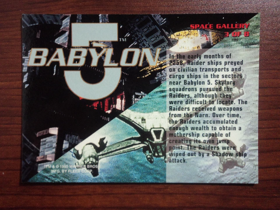 1995 FLEER ULTRA BABYLON 5 - SPACE GALLERY CARD - ( 3 OF 8 ) - RAIDER SHIPS - Image 4 of 4