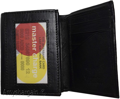 Hombre Cartera Cuero Triple Cartera 8 Tarjetas 2 Identificación Estuche para Monedas 2 Ranuras para Billetes Cartera - Imagen 2 de 12