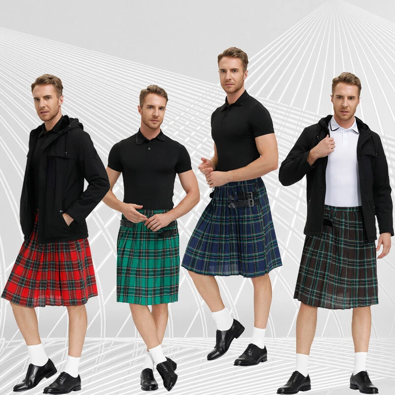 Hommes Écossais Jupe Kilt Coton Plissé Highland Costume Déguisement - Photo 4/4