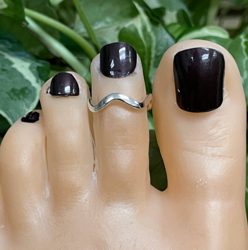 Daily Use Women's Solid Metal Adjustable Wave Toe Ring White Gold ...