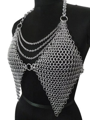 Top Bra Aluminum Butted Ring Chainmail Fancy Medieval Handmade Costume, Festival