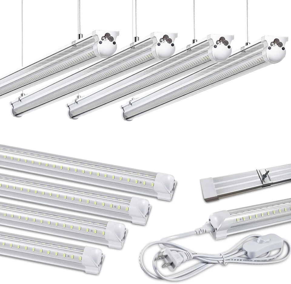 UL Certified 8-Pack 50W Linkable LED Lights - Hang or Surface Mount for Garages - Image 3 of 4
