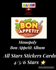 💫 Mono_poly Go Bon Appetit Album 1/2/3/4/5/6 Stars ⭐ Stickers Cards Fastest