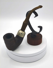 K&P Peterson's Dublin Rusticated Estate Pipe - Silver Mounted Bent Billiard