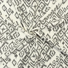 Black-White Cotton-Rayon Famous Maker Ikat Printed Canvas Woven Fabric