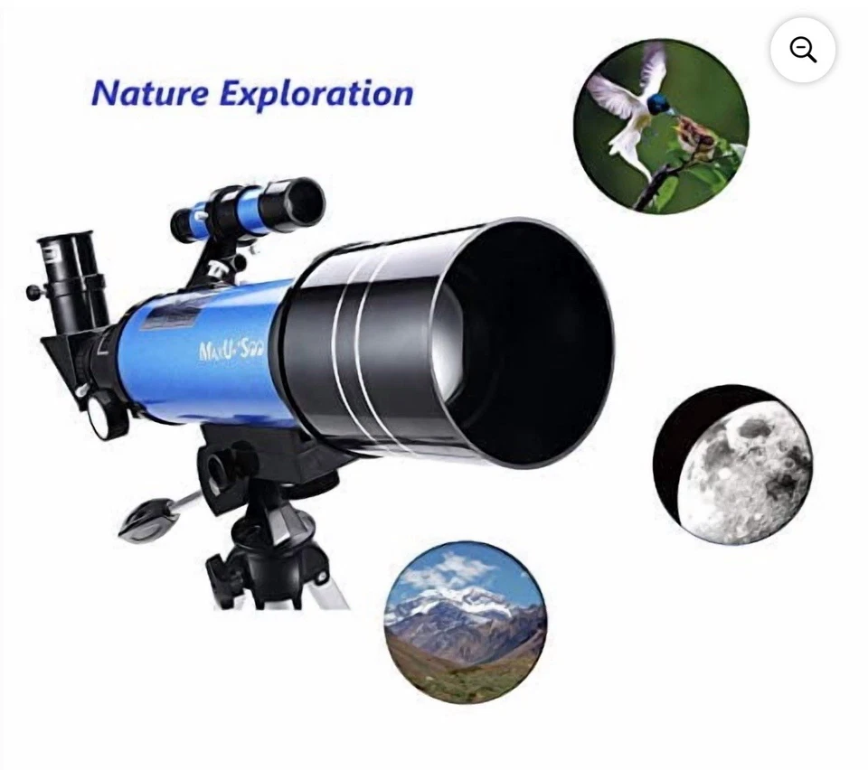 MaxUSee F400X70MM Kids Refractor Telescope Aluminum Tripod 1.25" Moon Filter  - Image 3 of 4