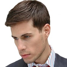 Mens Short Brown Wig Layered Fluffy Synthetic Hair Male Wigs Daily and Halloween