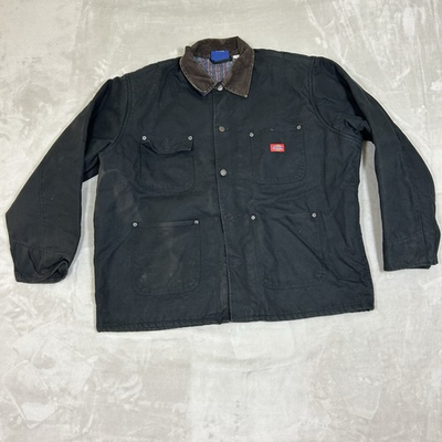 #ad Vtg 90s Dickies Chore Coat Work Barn Jacket Mens XL Black Blanket Lined Faded $69.99