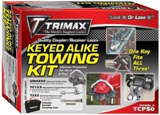 Trimax TCP50 Trailer Lock Combo Pack Keyed Alike Black