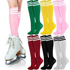 6 Pairs Soccer Fan Knee High Socks for Girls, Color Women Soccer Socks,