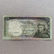 Portugal 20 ESCUDOS Banknote 1964 San Antonio Church Lisbon Pre Euro Money