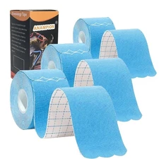 3 Rolls Precut Kinesiology Tape Blue Cotton Elastic Premium Sport Athletic Tape