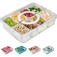 Divided Snack Container with Lid 8 Compartment Serving Tray Charcuterie Board