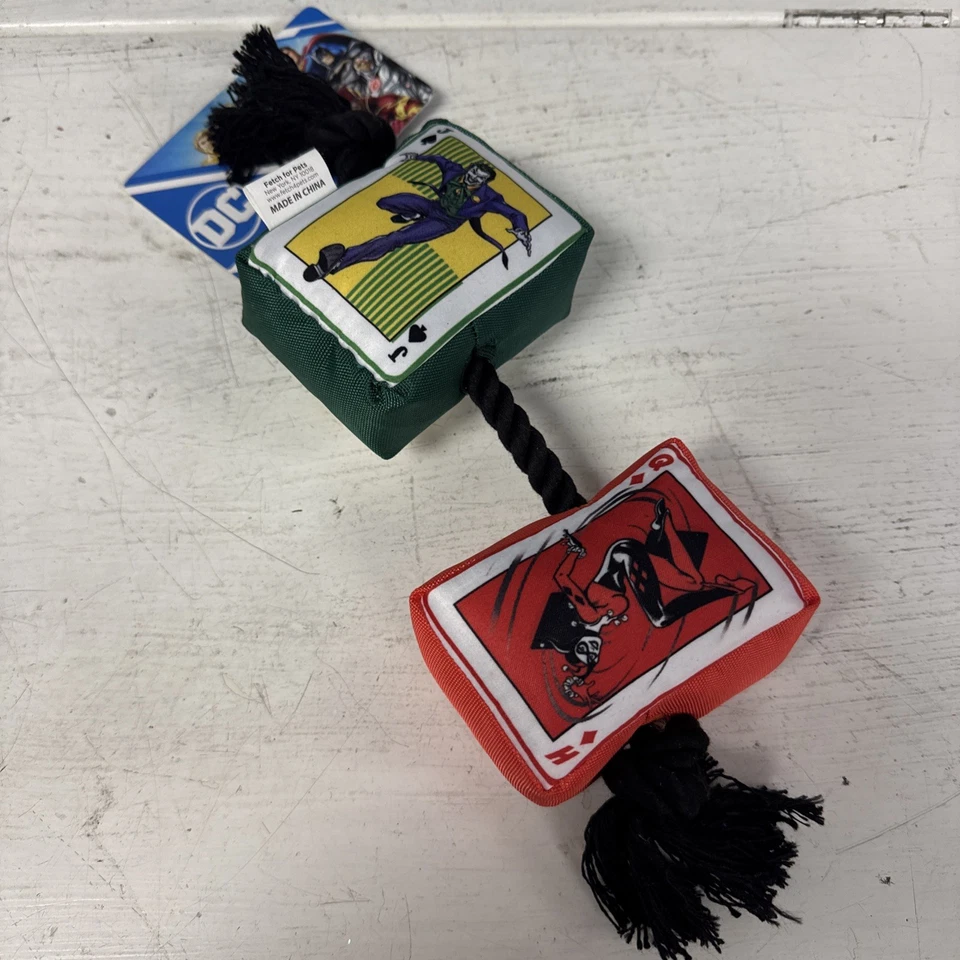 NEW Dog Toy DC Comics Joker Playing Cards 10" Plush Squeaker Rope Toy XS-M Dogs - Image 2 of 4