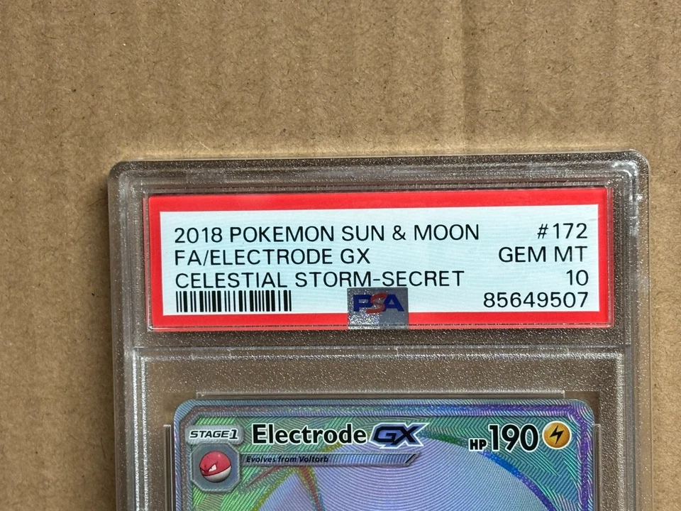 2018 PSA 10 Electrode GX FA Full Art Secret Rare Rainbow Celestial Storm 172 - Image 2 of 4