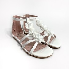 So Girl  s Size 4 Patent White Kenziee Flower Detail Gladiator Sandals Kids Shoes